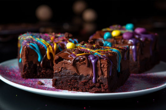 Kosmiske brownies med rik sjokoladeganache