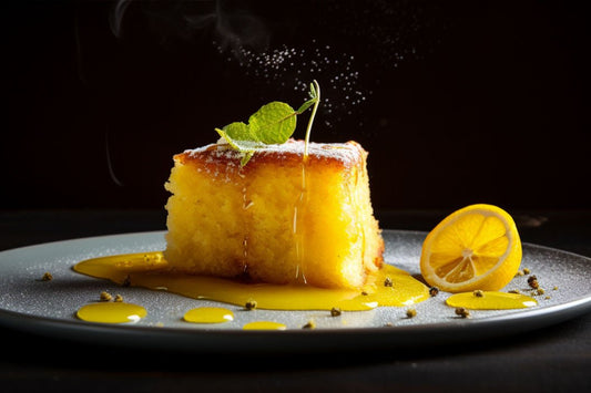 Zesty sitron polenta kake med en sitrusglasur