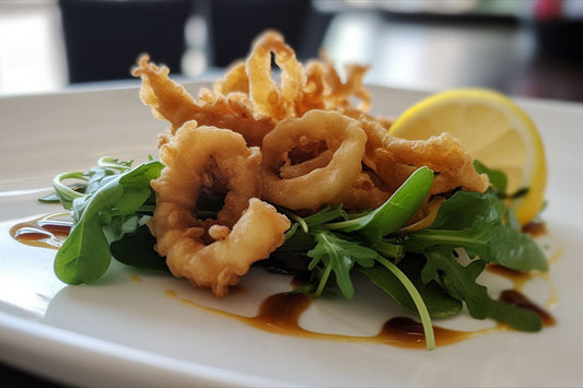Sprø stekt calamari ringer
