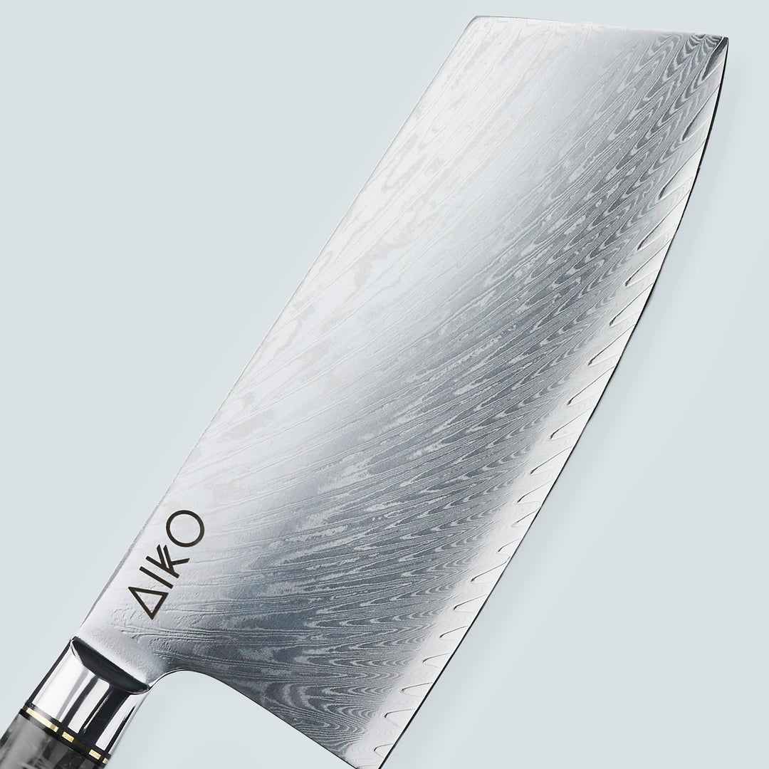 Aiko Black (あいこ, アイコ) Damaskus stålkniv med farget svart harpikshåndtak