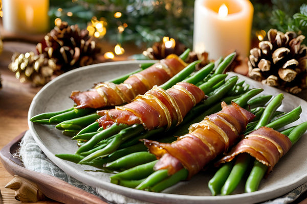 Bacon innpakket grønne bønnebunter