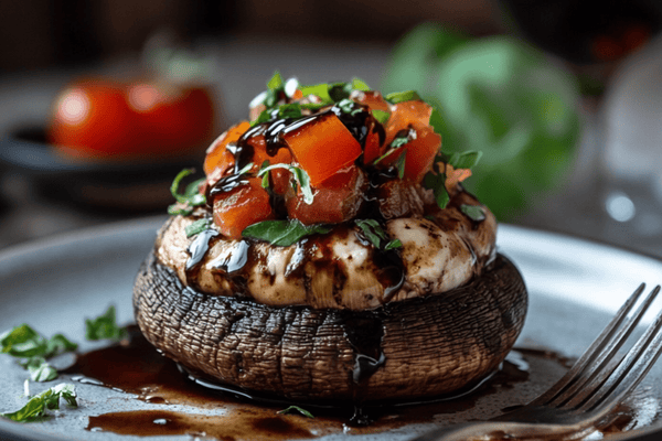 Caprese Stuffed Portobello Mushrooms with Balsamic Glaze