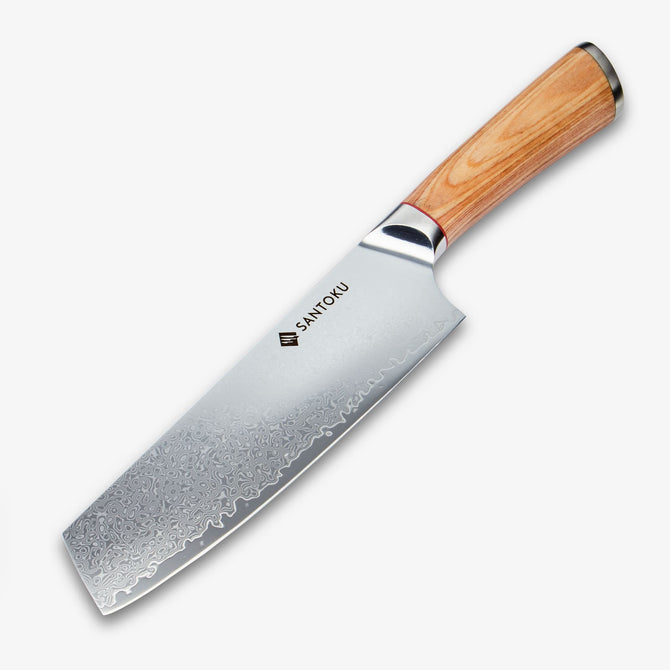 Haruta 7 tommers VG10 japansk nakiri-kniv i Damaskus stål med trehåndtak og slire