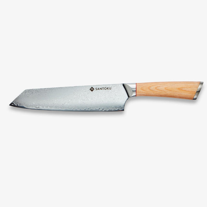 Haruta 8 tommer VG10 japansk Damaskus stål Kiritsuke kokkekniv med trehåndtak og slire