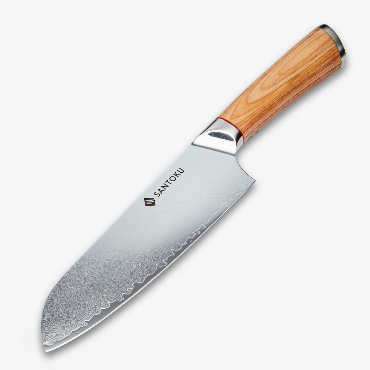 Haruta 7 tommers VG10 japansk damaskus stål Santoku kniv med trehåndtak og slire