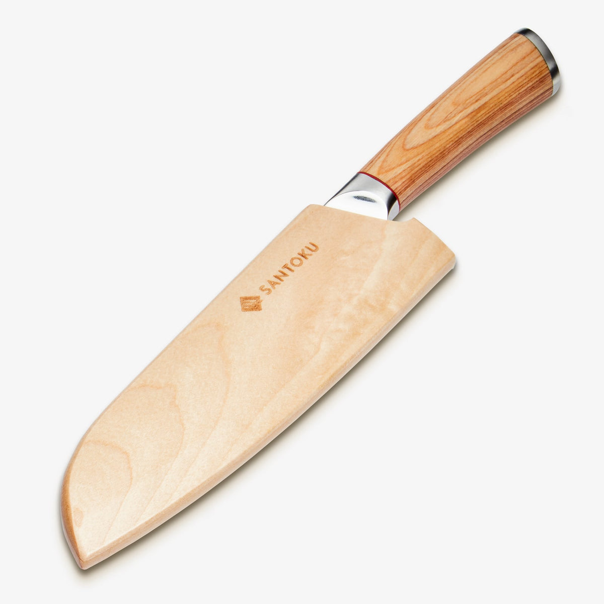 Haruta 7 tommers VG10 japansk damaskus stål Santoku kniv med trehåndtak og slire