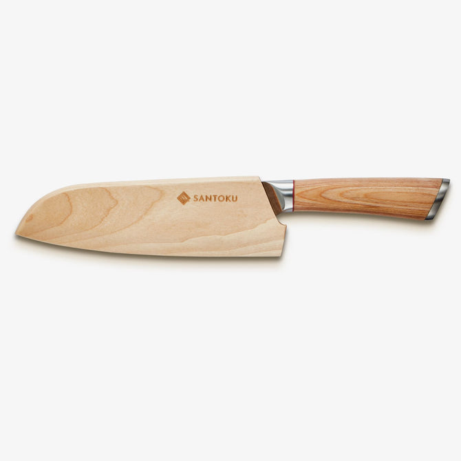 Haruta 7 tommers VG10 japansk damaskus stål Santoku kniv med trehåndtak og slire