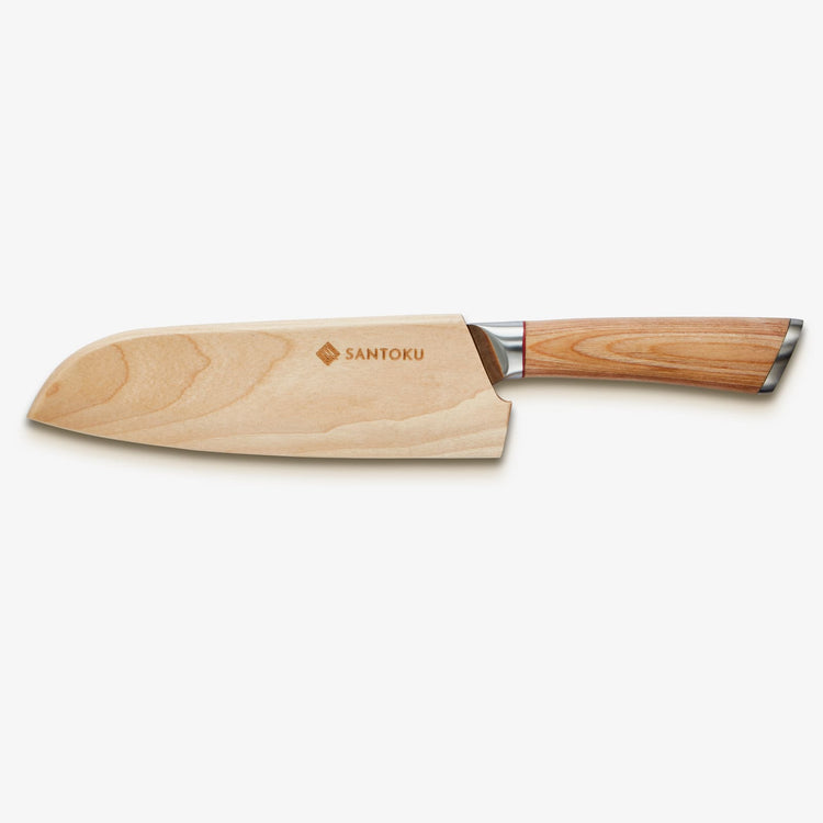 Haruta 7 tommers VG10 japansk damaskus stål Santoku kniv med trehåndtak og slire