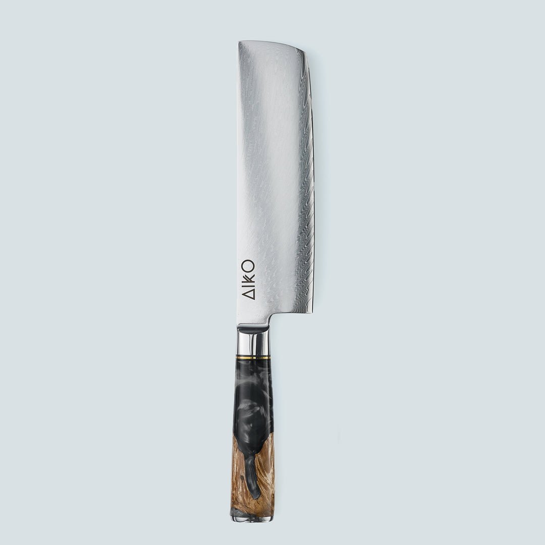 Aiko Black (あいこ, アイコ) Damaskus stålkniv med farget svart harpikshåndtak